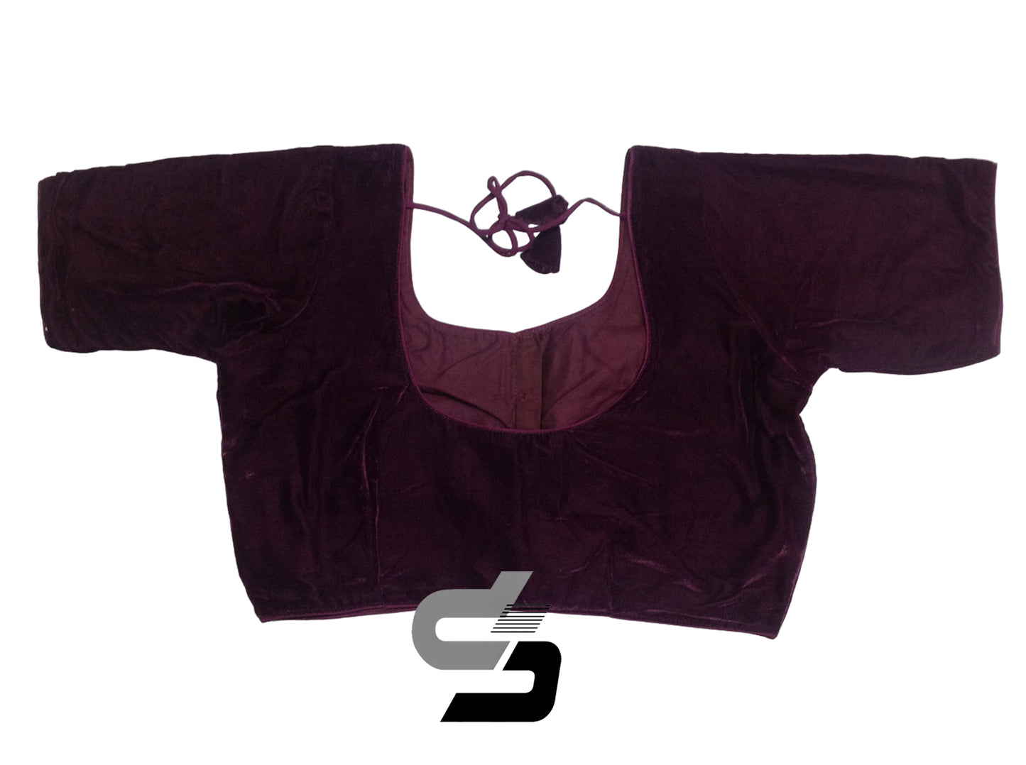 Dark Purple Color Velvet Designer Readymade Saree Blouses, Plus Size Collections