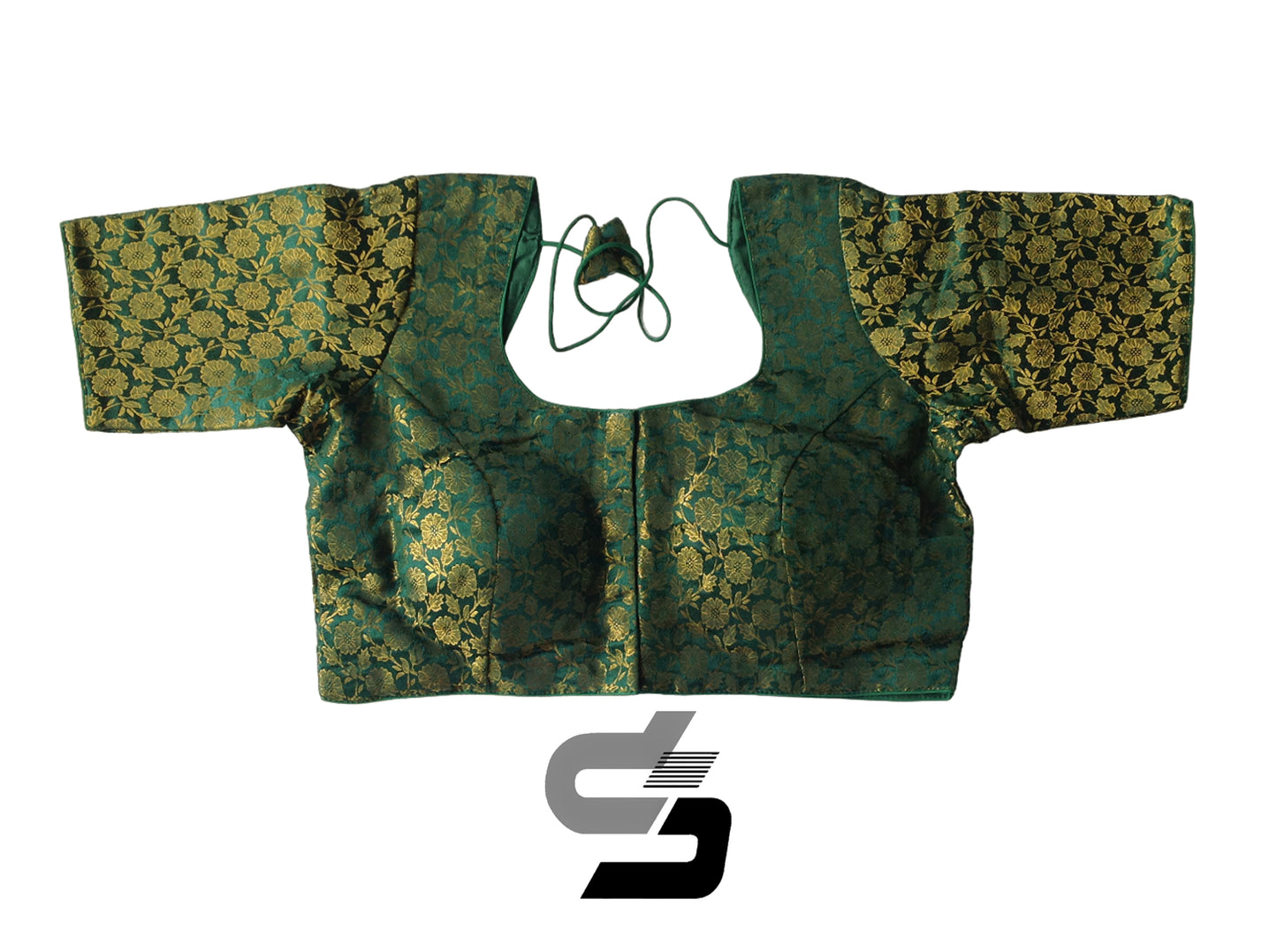 Dark Green Color Plus Size Brocade Silk Readymade Saree Blouses, Indian Plus Size Blouse