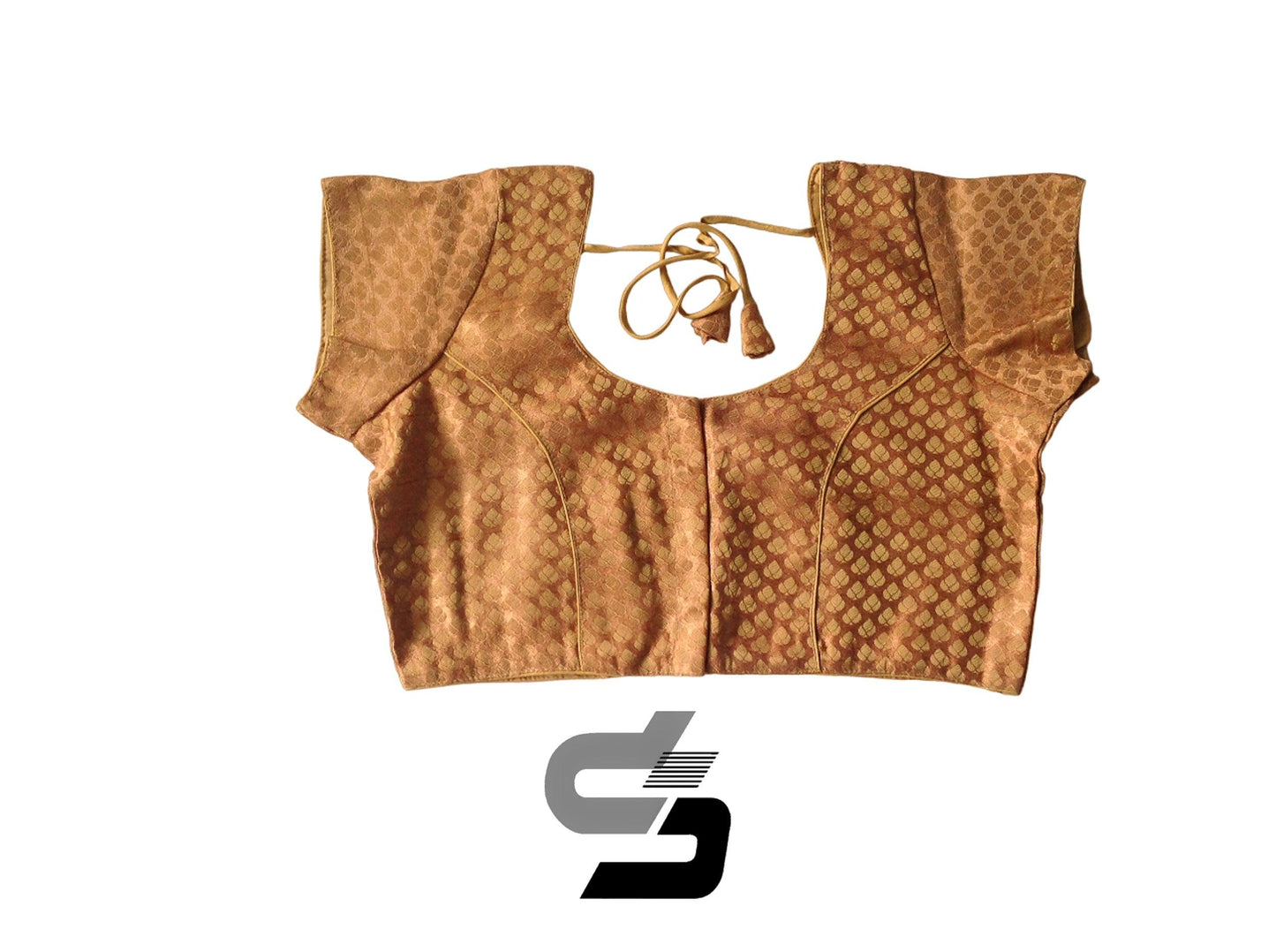 Gold Color Plus Size Brocade Silk Readymade Saree Blouses, Indian Plus Size Blouse