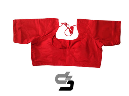 Red Color Plus Size Plain Silk Readymade Saree Blouses, Indian Plus Size Blouse
