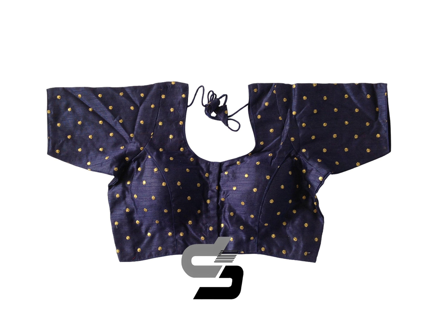 Navy Blue Color Plus Size Semi Silk Butta Embroidery Readymade Saree Blouses/ Indian Designer Blouse - D3blouses