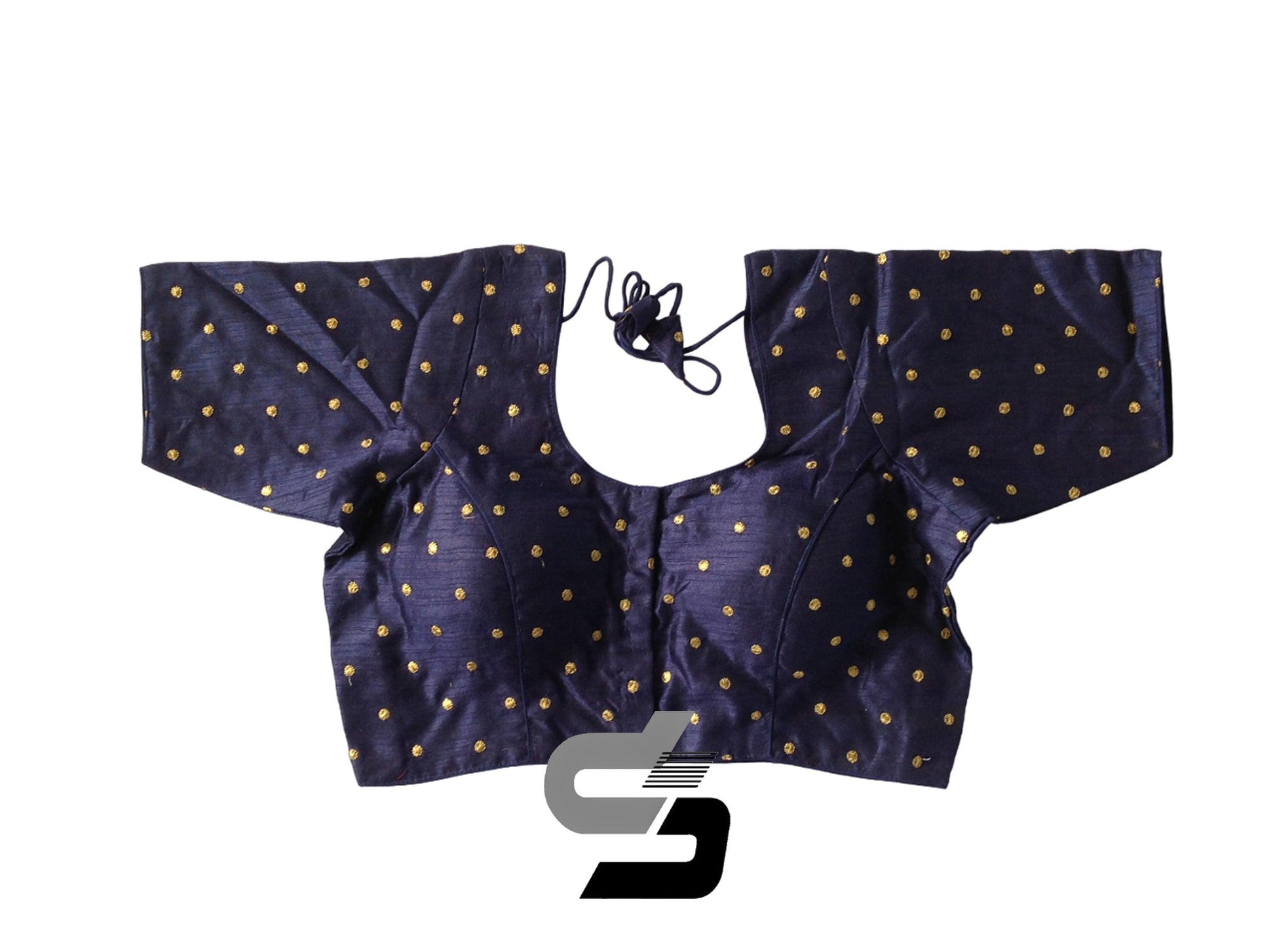 Navy Blue Color Plus Size Semi Silk Butta Embroidery Readymade Saree Blouses/ Indian Designer Blouse - D3blouses