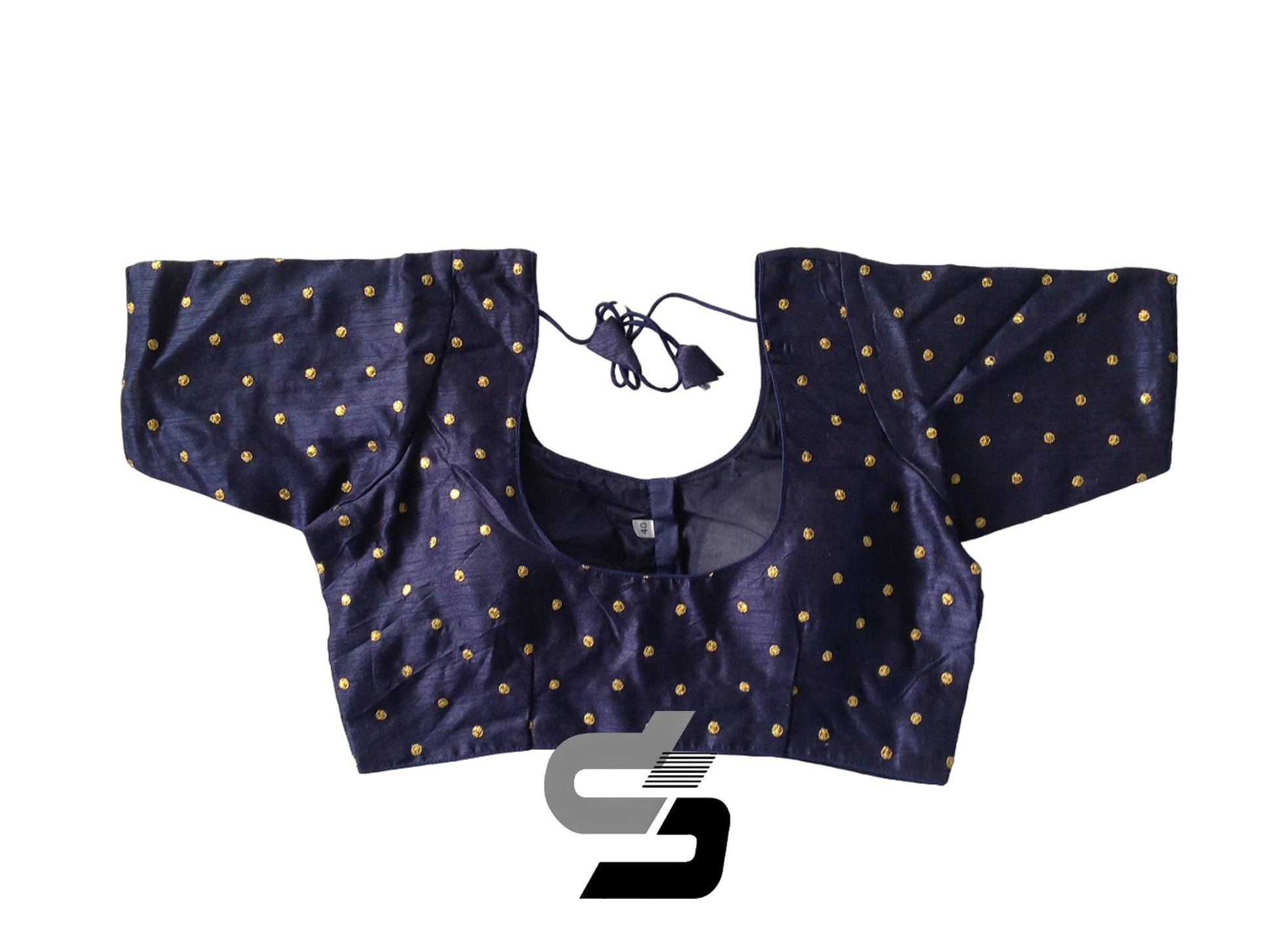 Navy Blue Color Plus Size Semi Silk Butta Embroidery Readymade Saree Blouses/ Indian Designer Blouse - D3blouses