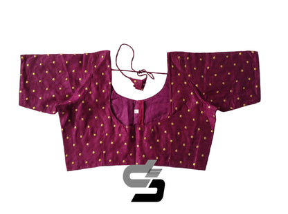 Dark Purple Color Plus Size Semi Silk Butta Embroidery Readymade Saree Blouses/ Indian Designer Blouse