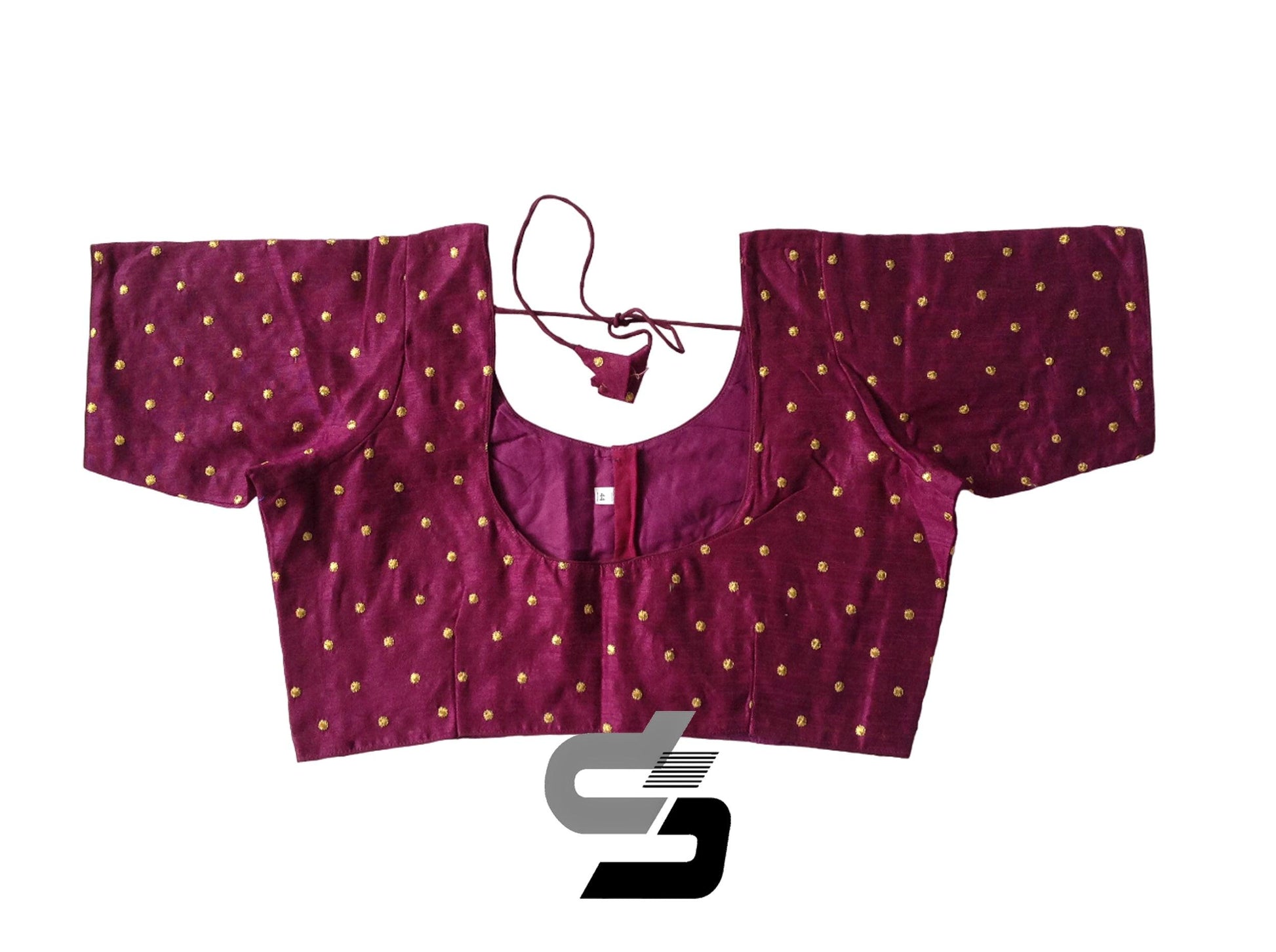 Dark Purple Color Plus Size Semi Silk Butta Embroidery Readymade Saree Blouses/ Indian Designer Blouse - D3blouses