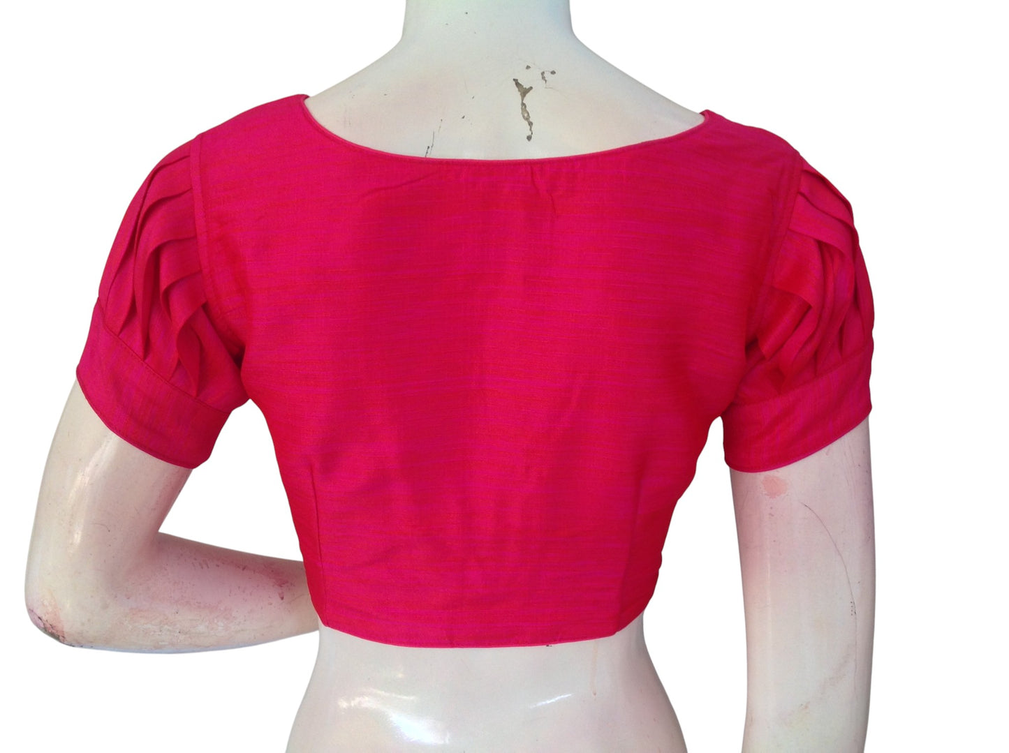 Plain Silk Puff Sleeves Saree Blouse – Ready to Wear for Weddings & Festivals