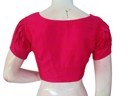 Plain Silk Puff Sleeves Saree Blouse – Ready to Wear for Weddings & Festivals