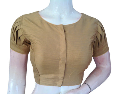 Plain Silk Puff Sleeves Saree Blouse – Ready to Wear for Weddings & Festivals