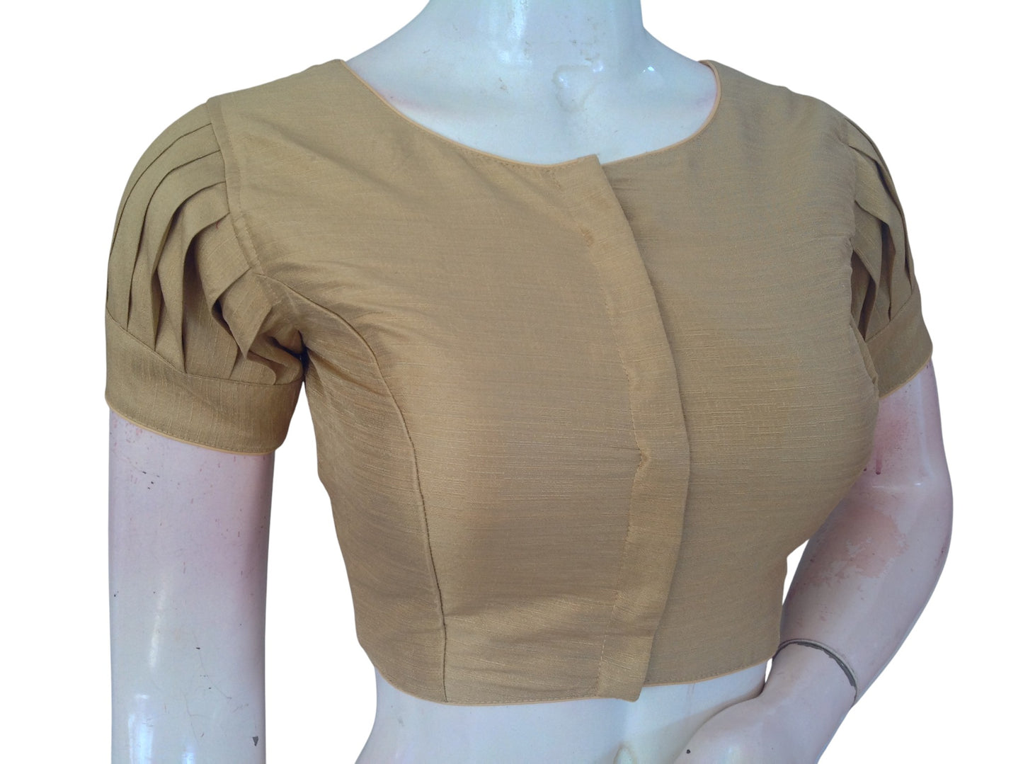 Plain Silk Puff Sleeves Saree Blouse – Ready to Wear for Weddings & Festivals