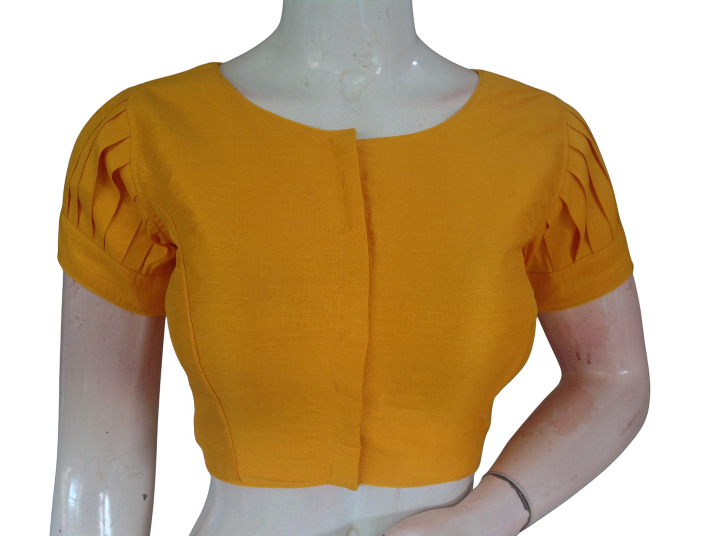 Plain Silk Puff Sleeves Saree Blouse – Ready to Wear for Weddings & Festivals