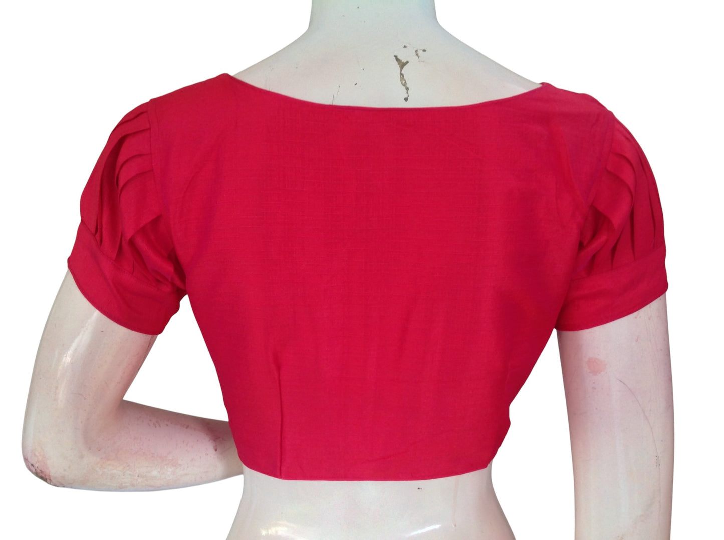 Plain Silk Puff Sleeves Saree Blouse – Ready to Wear for Weddings & Festivals