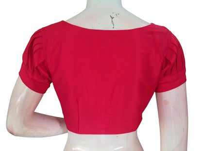 Plain Silk Puff Sleeves Saree Blouse – Ready to Wear for Weddings & Festivals