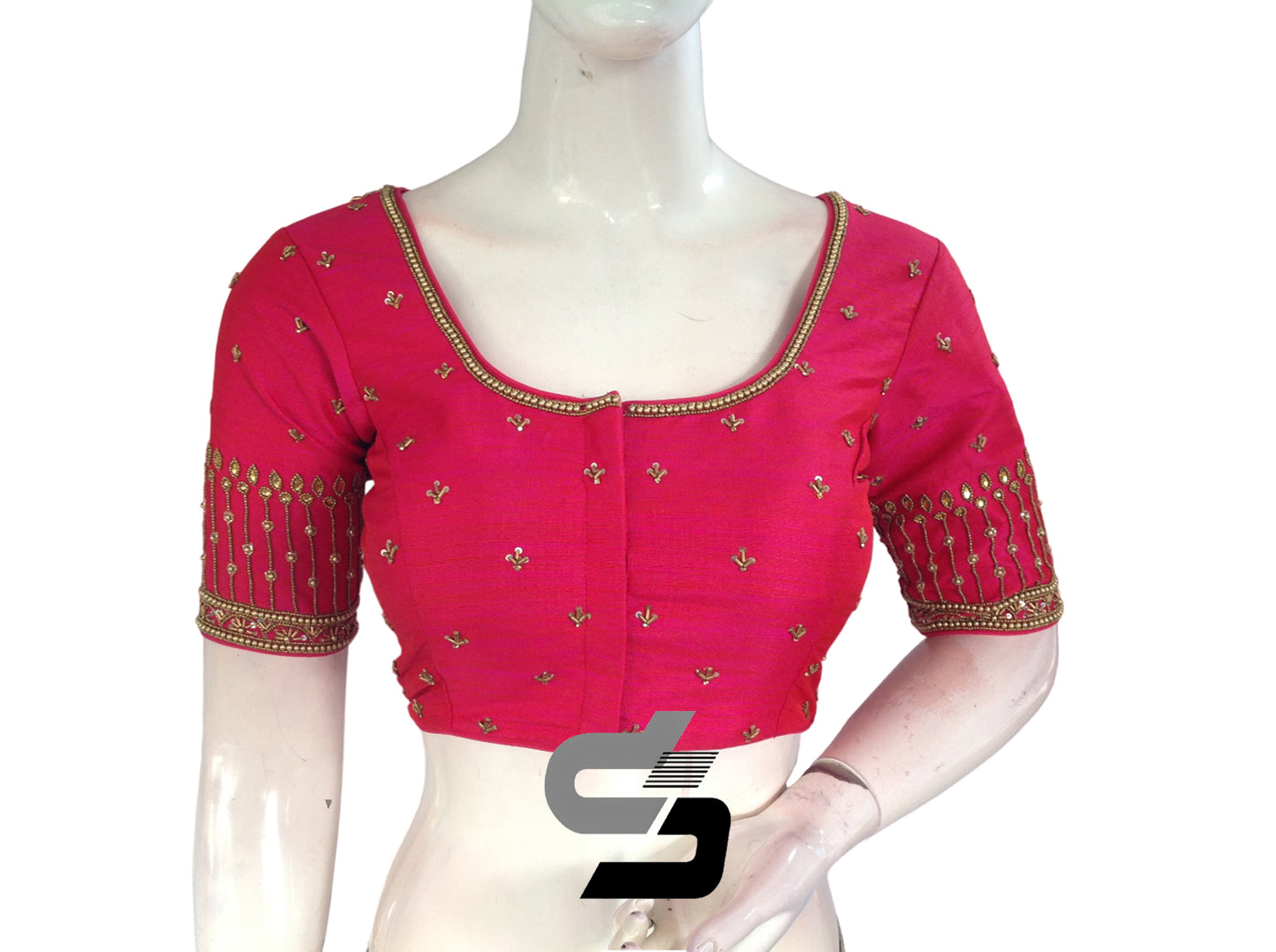Pink Color Bridal Handwork Readymade Saree Blouse, Indian Ethnic Blouse
