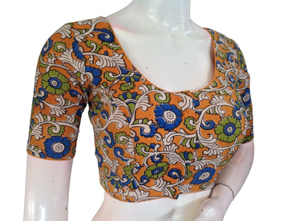 Kalamkari Cotton Ethnic Saree Blouses | Lined & Optional Removable Pads | Daily, Temple & Festive Wear