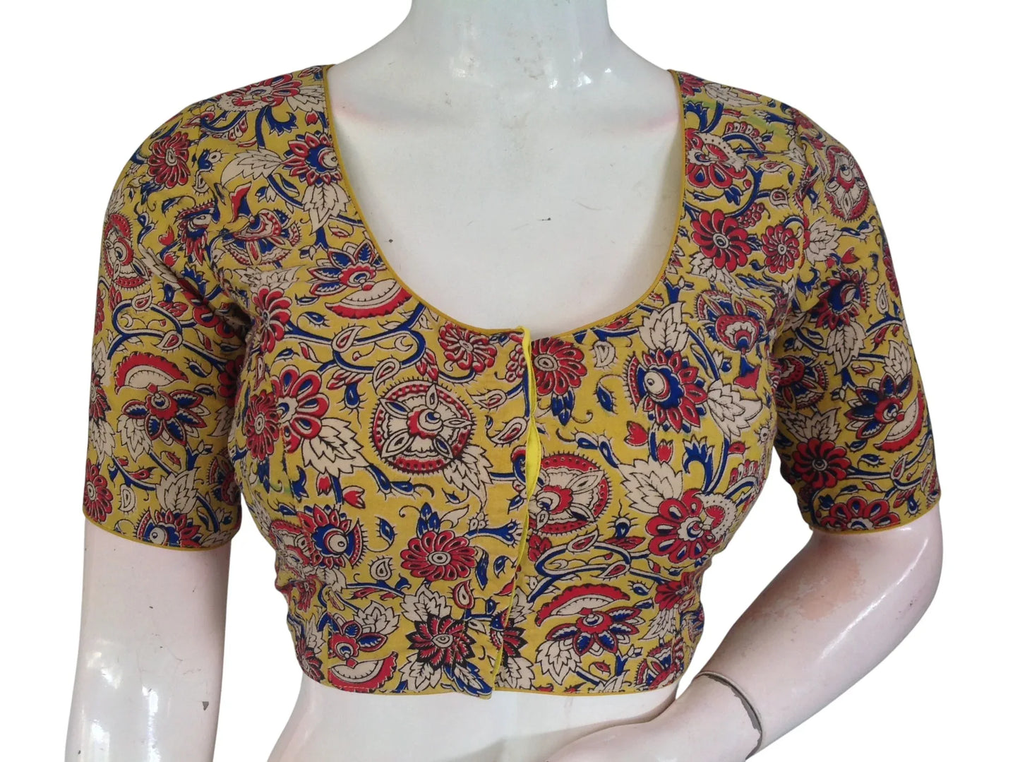 Kalamkari Cotton Ethnic Saree Blouses | Lined & Optional Removable Pads | Daily, Temple & Festive Wear