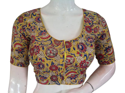 Kalamkari Cotton Ethnic Saree Blouses | Lined & Optional Removable Pads | Daily, Temple & Festive Wear