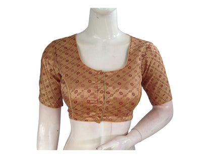 Gold Color Brocade Readymade Saree Blouse, Indian Ethnic Blouse Online