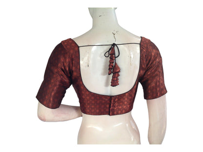 Copper with Black Shade Premium Brocade Readymade Saree Blouse Online