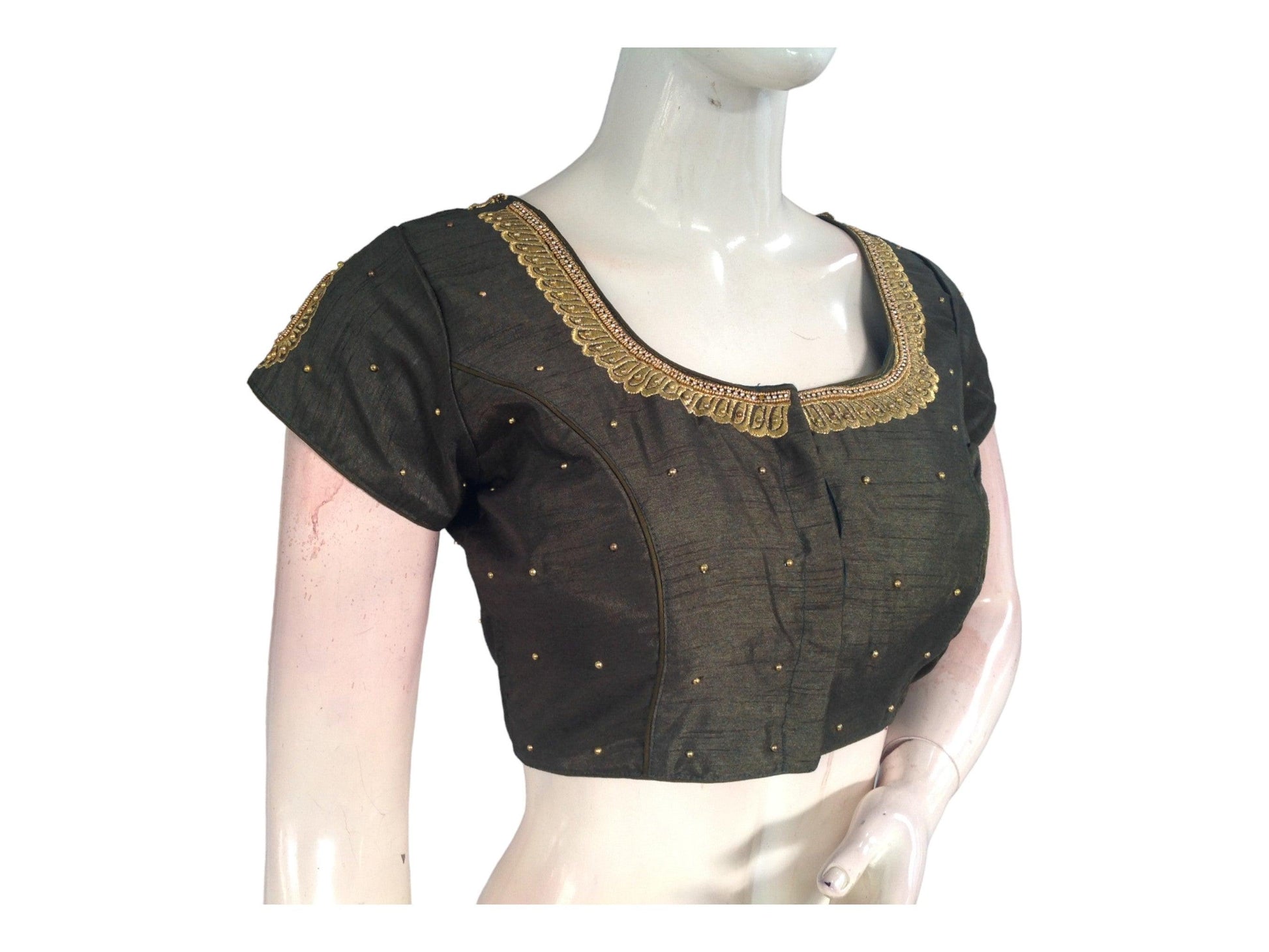 Green Color Embroidered Readymade Saree Blouse