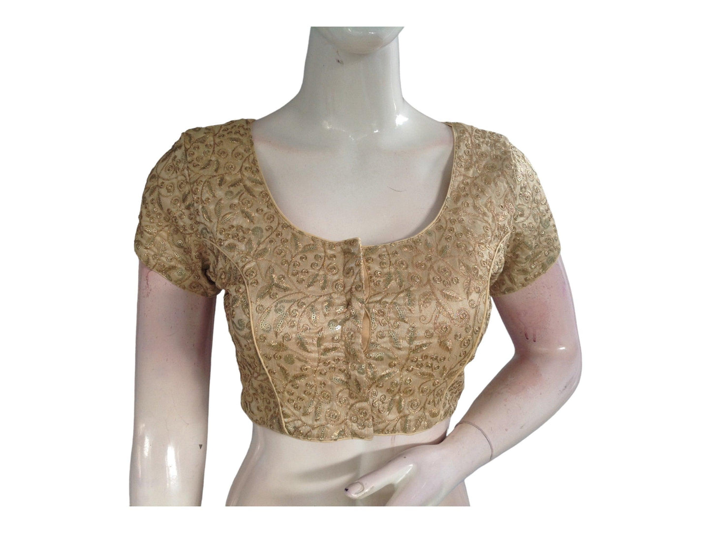 Gold Color Designer Embroidery Readymade Saree Blouse - D3blouses
