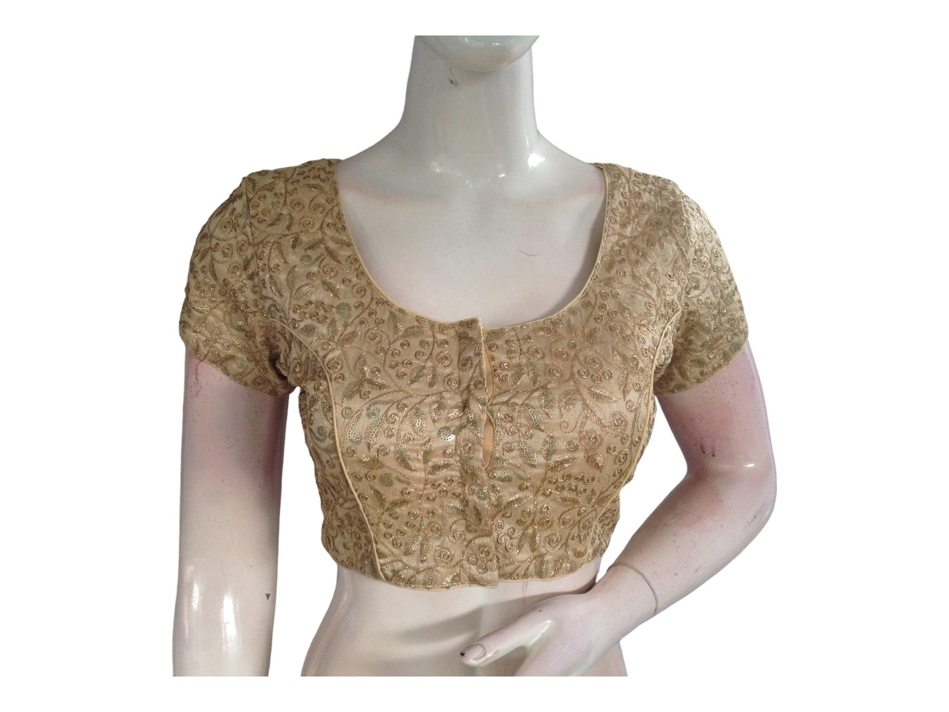 Gold Color Designer Embroidery Readymade Saree Blouse - D3blouses
