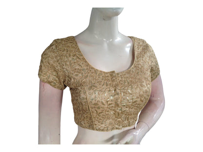 Gold Color Designer Embroidery Readymade Saree  Blouse