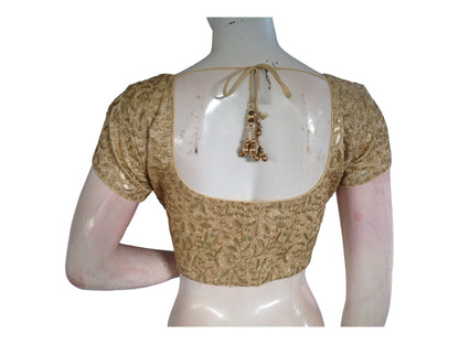 Gold Color Designer Embroidery Readymade Saree  Blouse