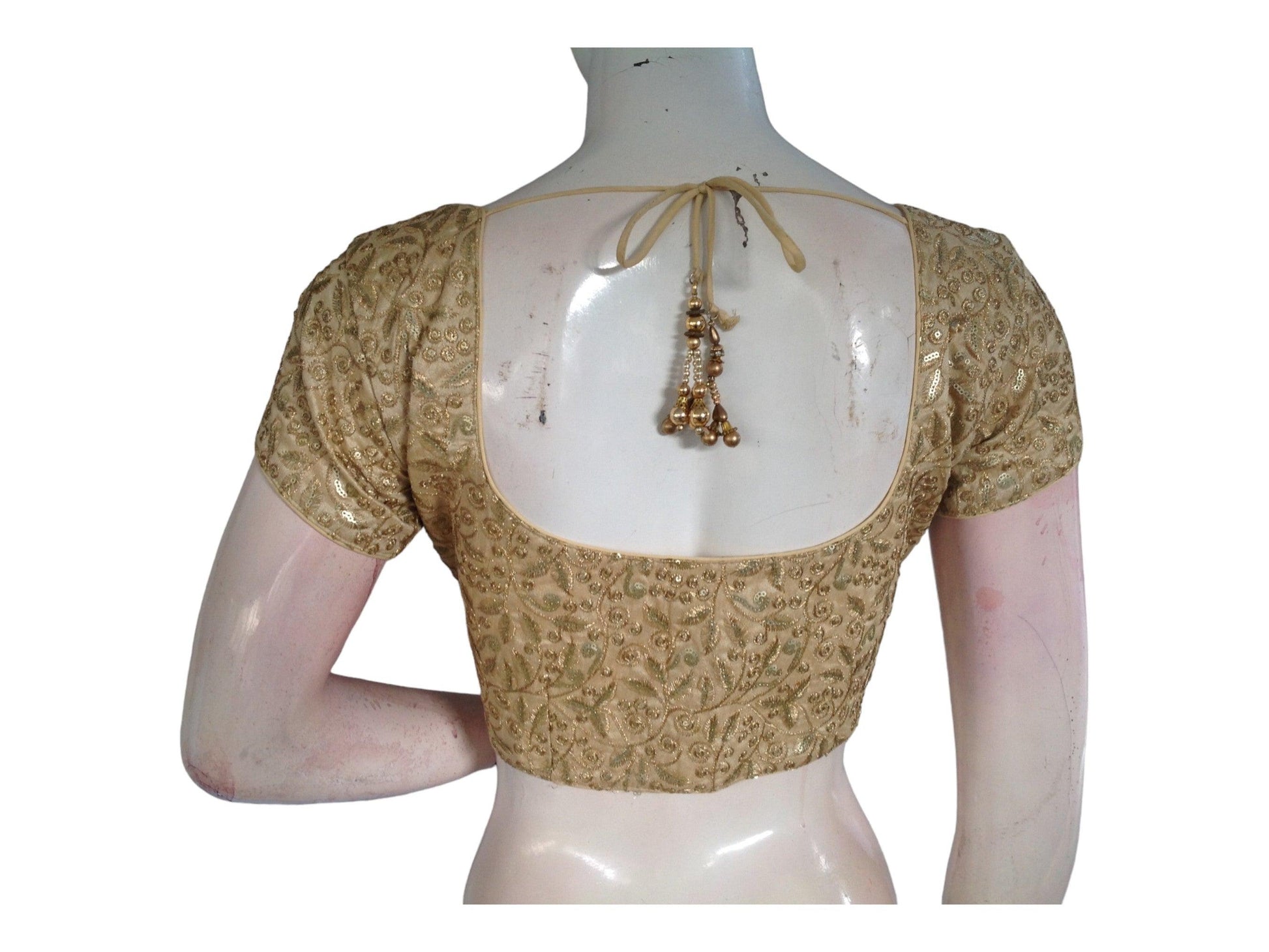 Gold Color Designer Embroidery Readymade Saree Blouse - D3blouses