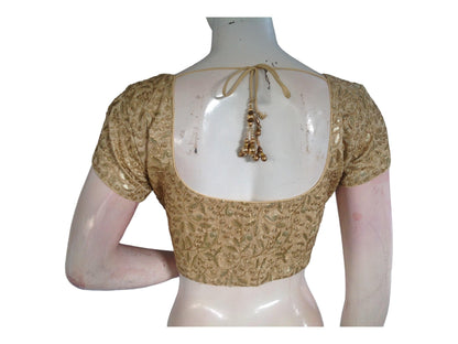 Gold Color Designer Embroidery Readymade Saree Blouse - D3blouses