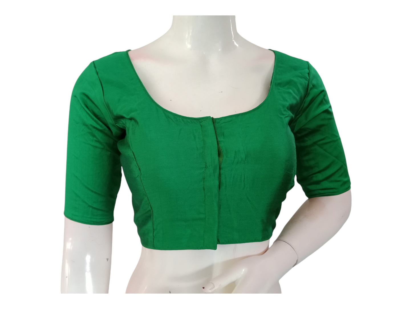 Emerald Green Silk Cotton Blouse - Timeless & Elegant
