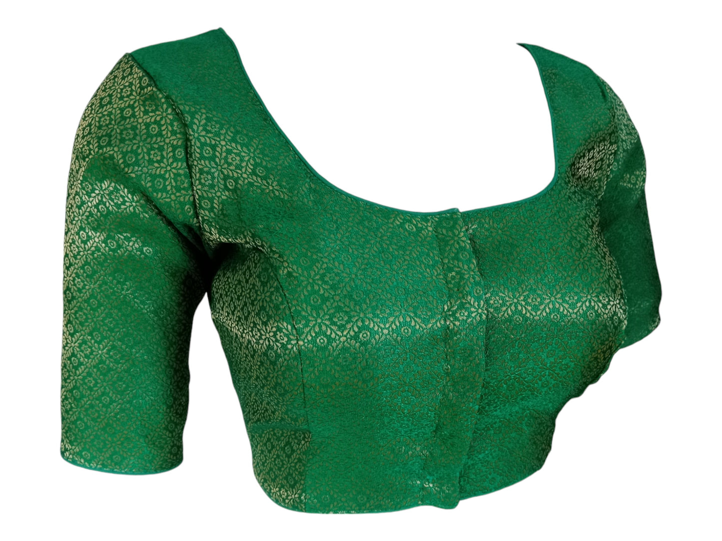 Green Oasis: Brocade Silk Readymade Saree Blouse | Traditional Attire