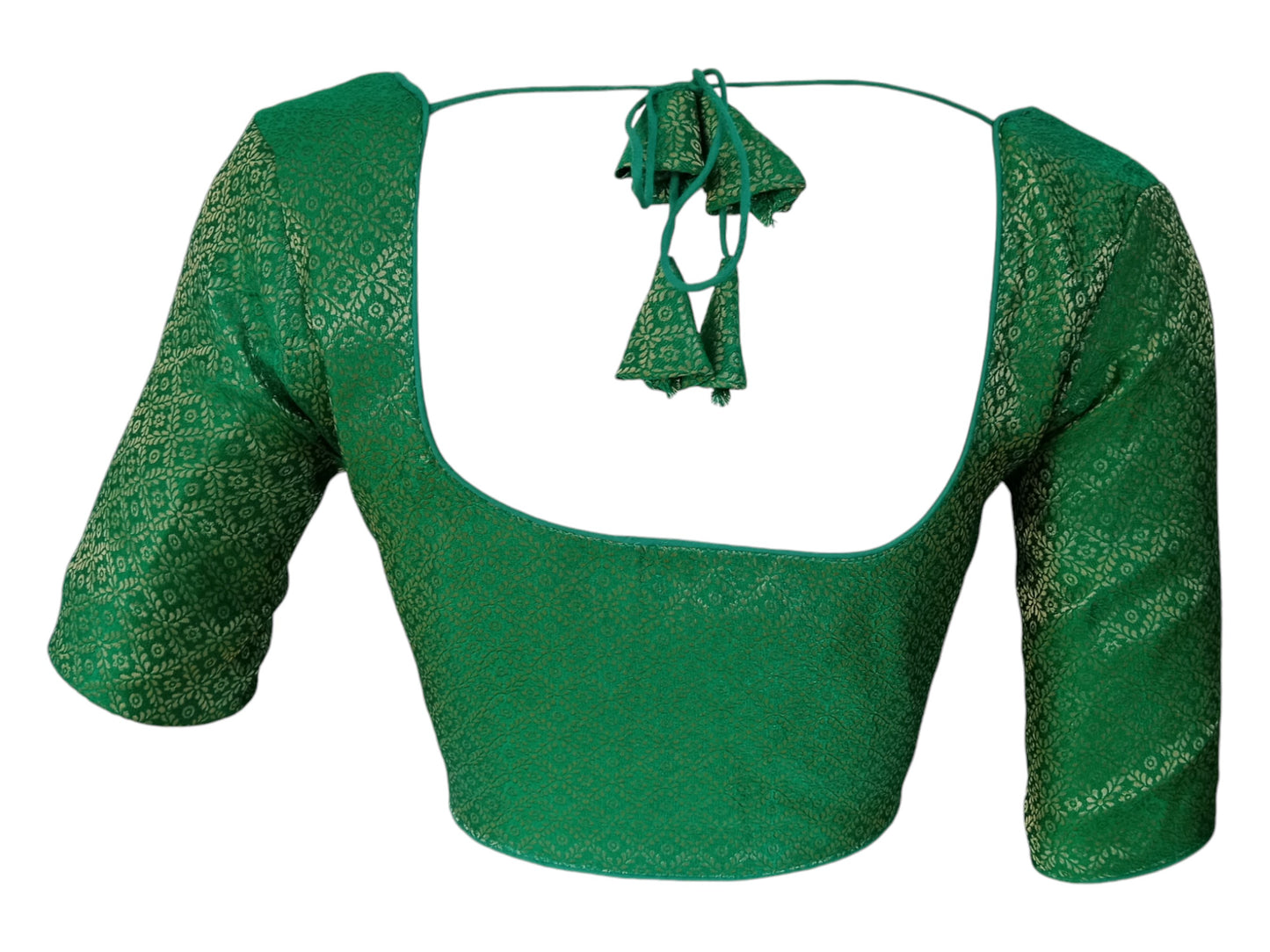 Green Oasis: Brocade Silk Readymade Saree Blouse | Traditional Attire
