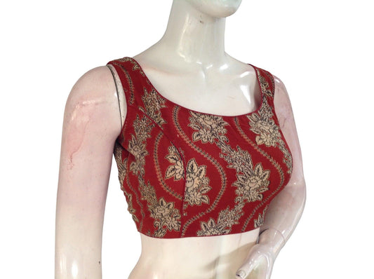 Elevate your style with chic maroon Kalamkari saree blouses from our Indian cotton designer collection. Discover traditional charm and modern sophistication in every piece.