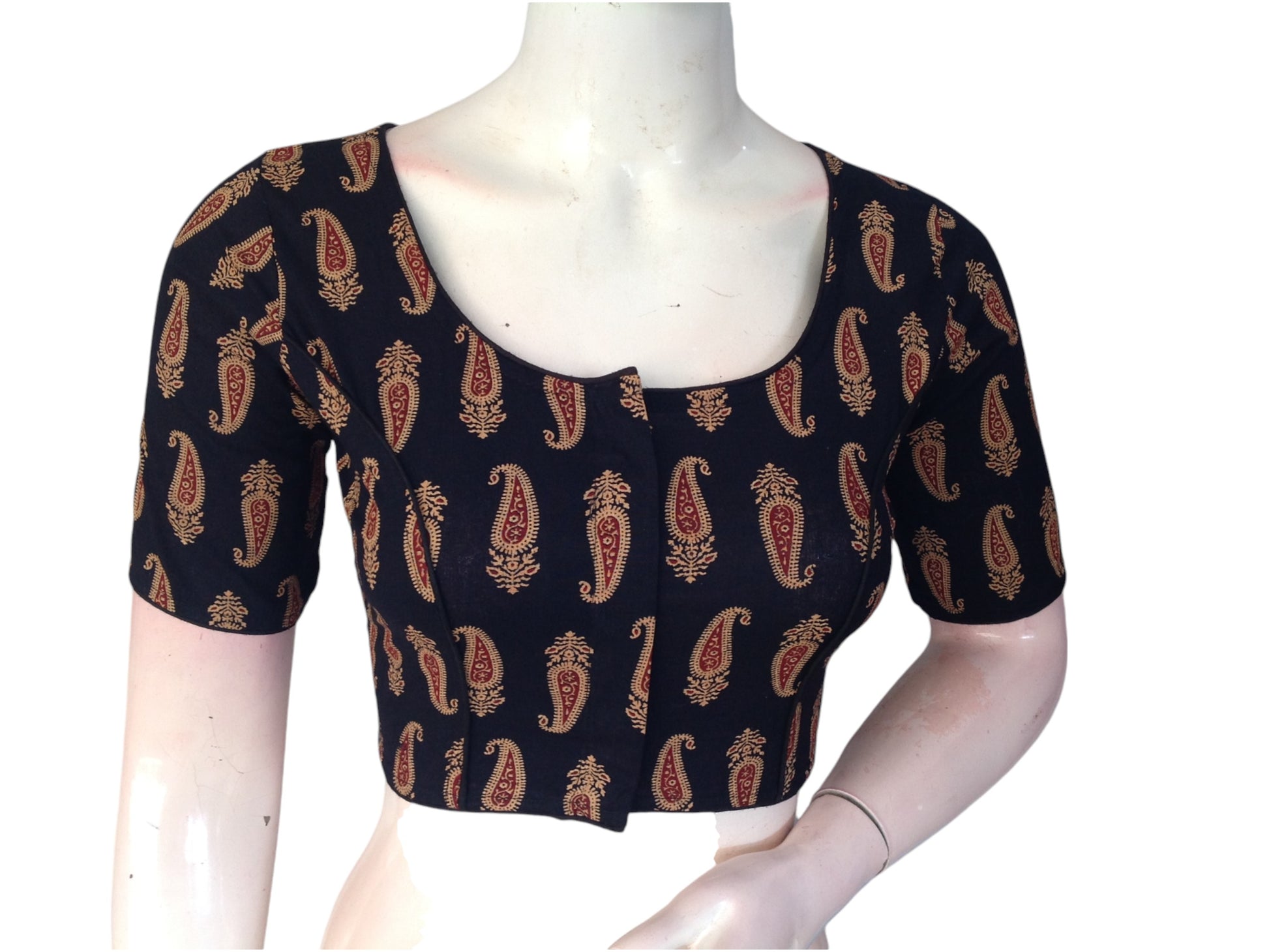 Timeless Elegance: Readymade Black Cotton Saree Blouse