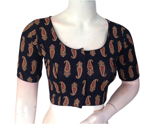 Timeless Elegance: Readymade Black Cotton Saree Blouse