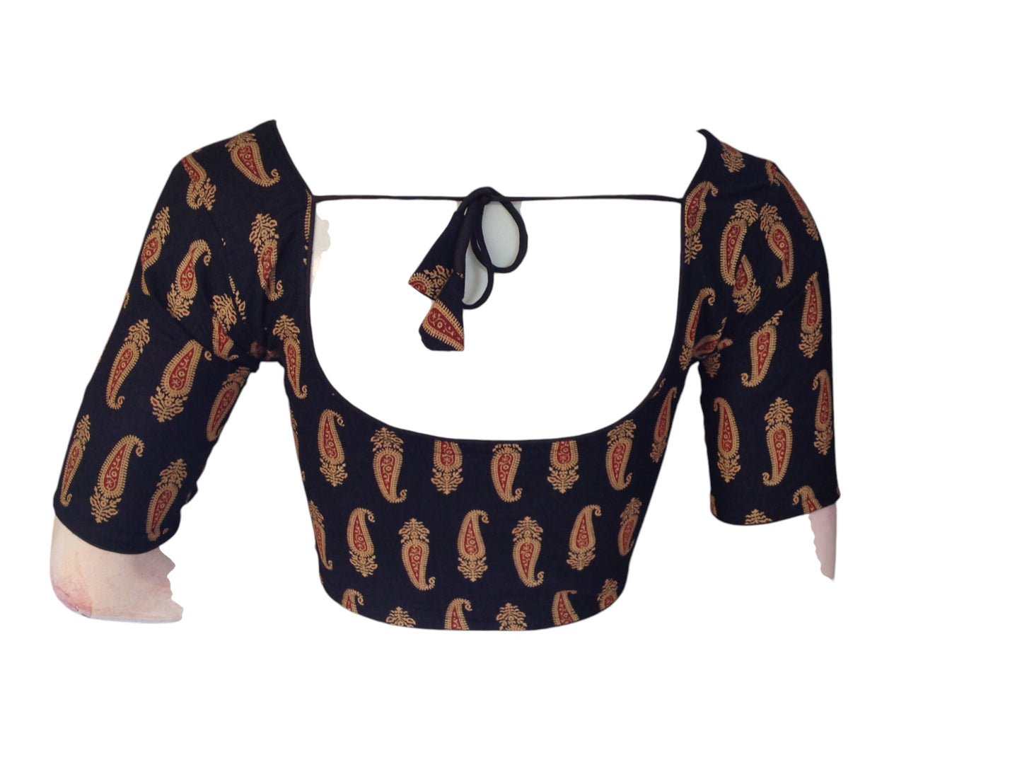 Timeless Elegance: Readymade Black Cotton Saree Blouse