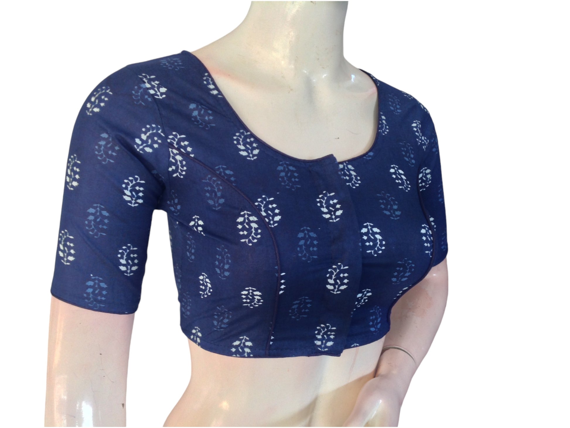 Navy Night: Readymade Cotton Saree Blouse