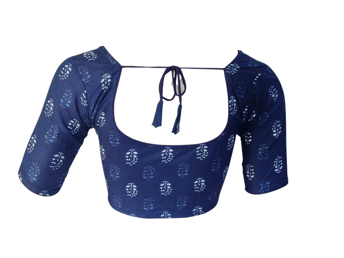 Navy Night: Readymade Cotton Saree Blouse