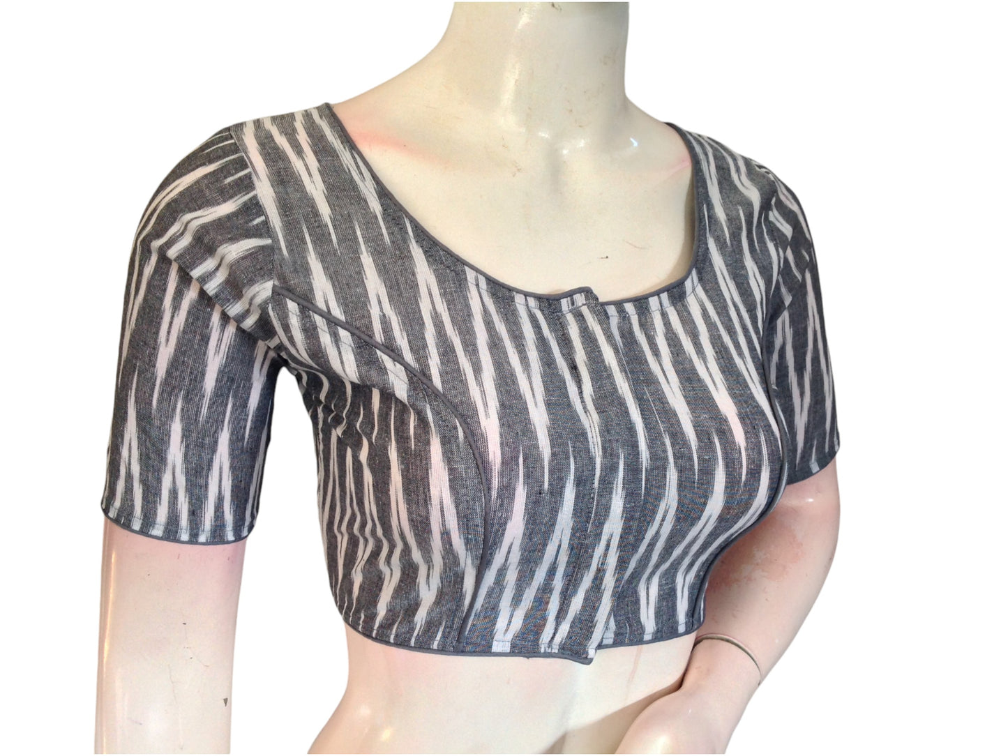 Grey Grace: Readymade Cotton Saree Blouse