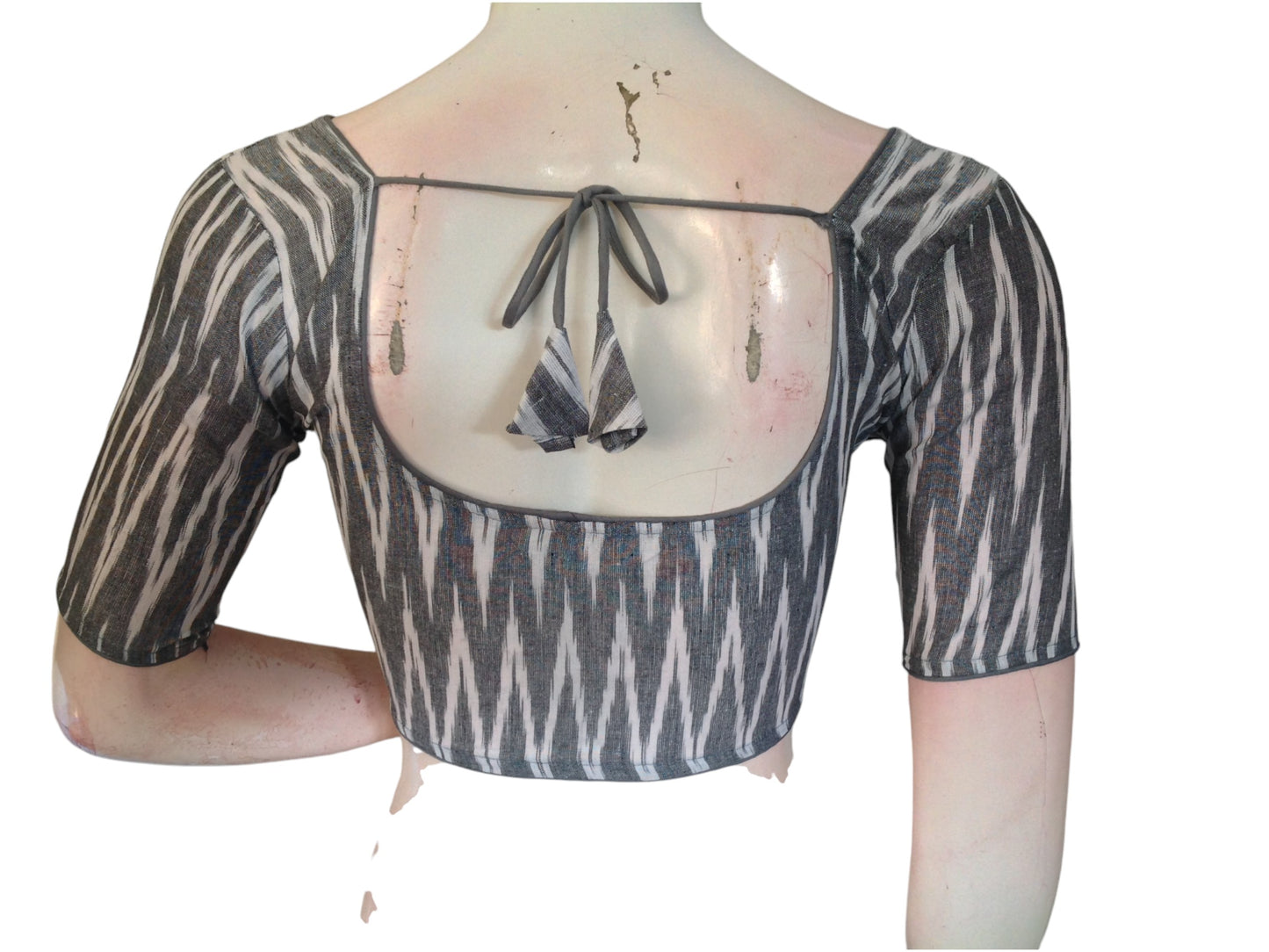Grey Grace: Readymade Cotton Saree Blouse