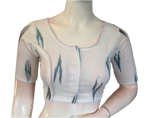 Off-White Elegance: Readymade Cotton Saree Blouse