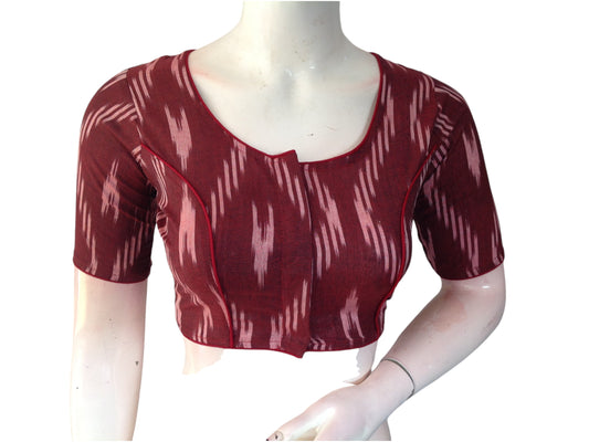 Maroon Majesty: Readymade Cotton Saree Blouse