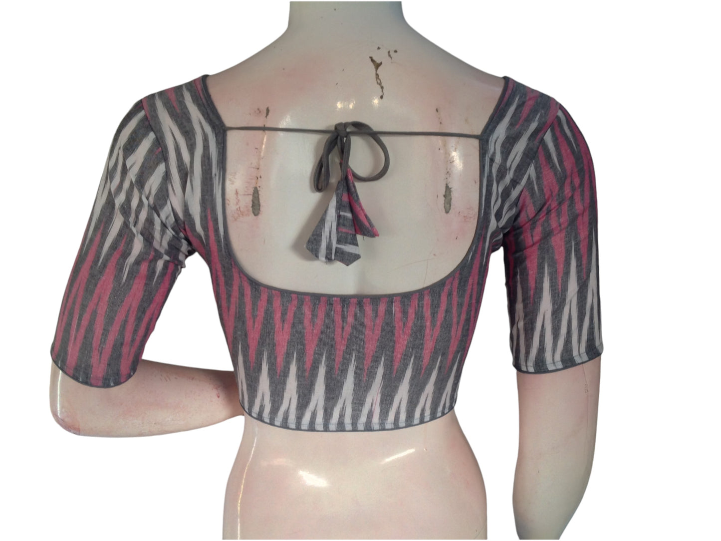Charcoal Chic: Readymade Cotton Saree Blouse