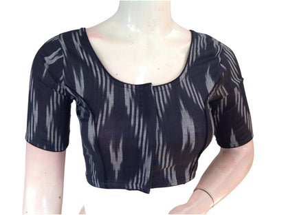 Navy Blue Bliss: Readymade Cotton Saree Blouse