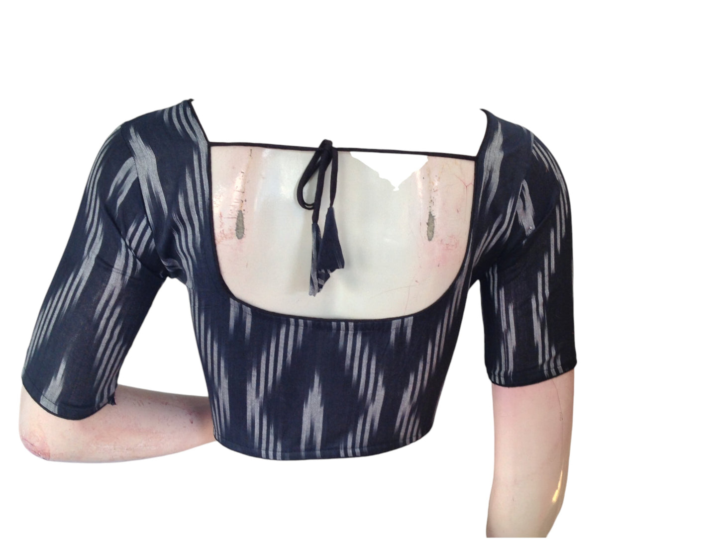 Navy Blue Bliss: Readymade Cotton Saree Blouse