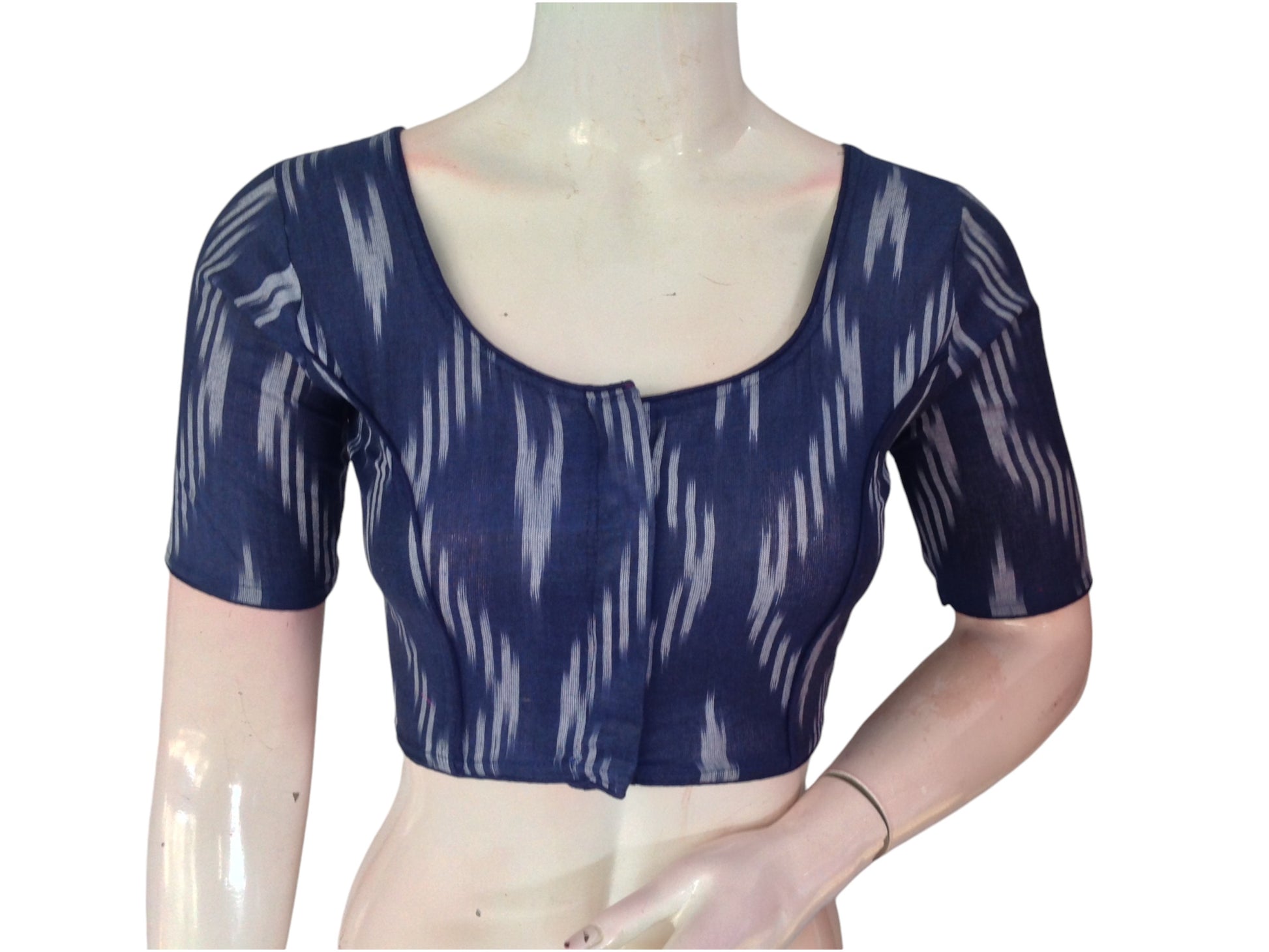 Midnight Blue Cotton Readymade Saree Blouse: A Sophisticated Choice