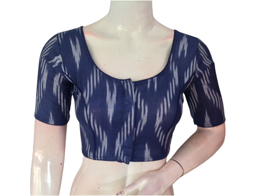 Midnight Blue Cotton Readymade Saree Blouse: A Sophisticated Choice