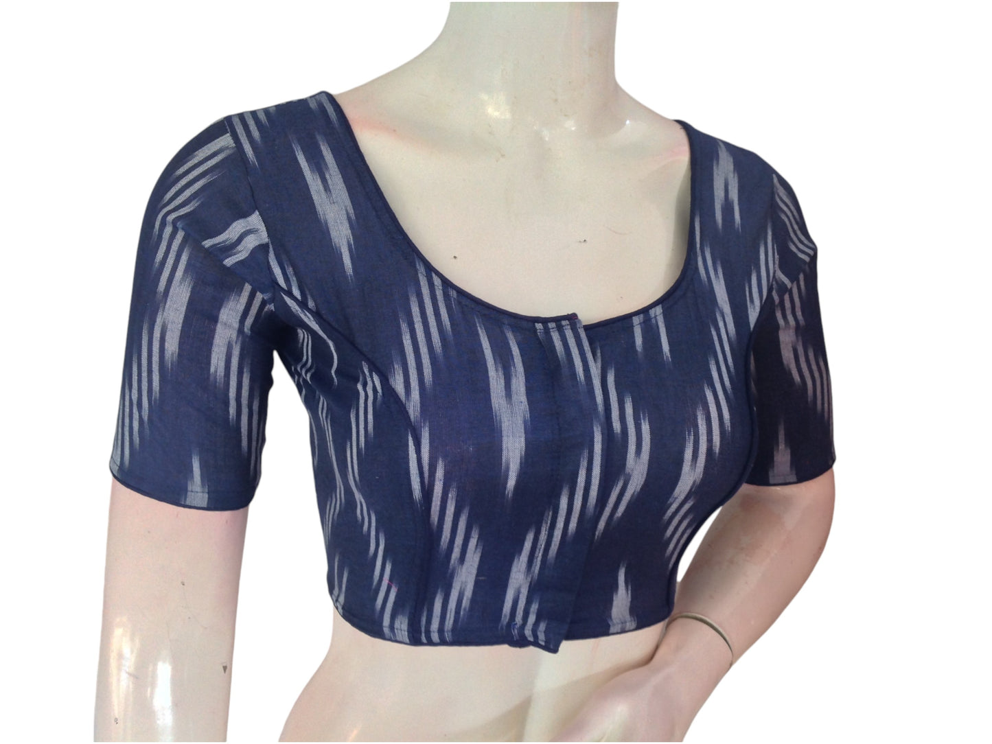 Midnight Blue Cotton Readymade Saree Blouse: A Sophisticated Choice