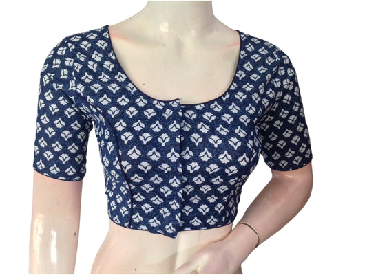 Sapphire Blue Cotton Readymade Saree Blouse: A Royal Touch