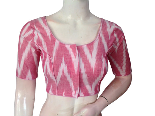 Pastel Pink Cotton Readymade Saree Blouse: A Delicate Delight